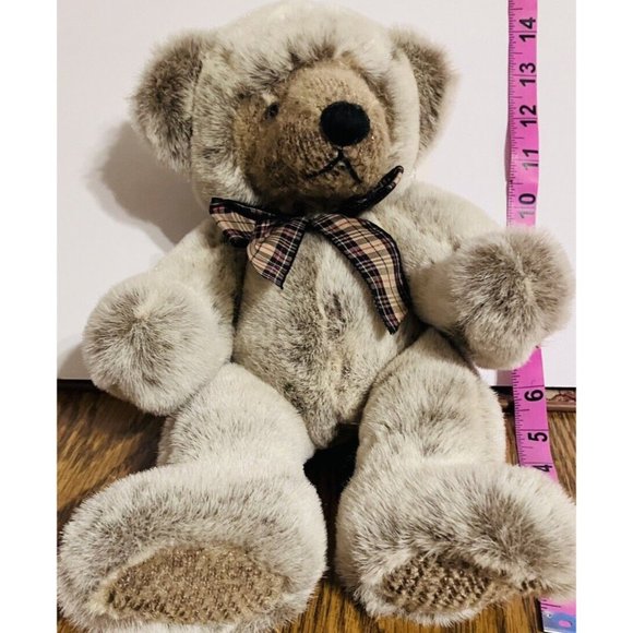 Russ Berrie Plush #100349 WESTLEY Bear Woven Texture Face Feet 12” tags Frosted - Picture 4 of 13